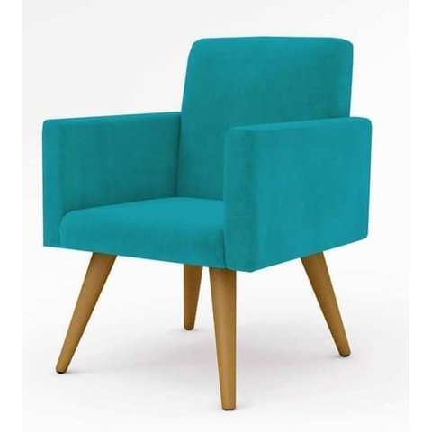 Poltrona Decorativa Talita Cor Azul Turquesa