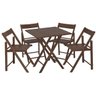 Conjunto de Mesa Dobrável de Madeira com 4 Cadeiras Dobráveis para Bar e Restaurante Imbuia Uneflexo - 1