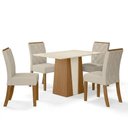 Ver imagem 5 de Conjunto Sala de Jantar Layla Pro 4 Lugares Tampo MDF Cadeiras Estofadas Off White 120cm Casa 812