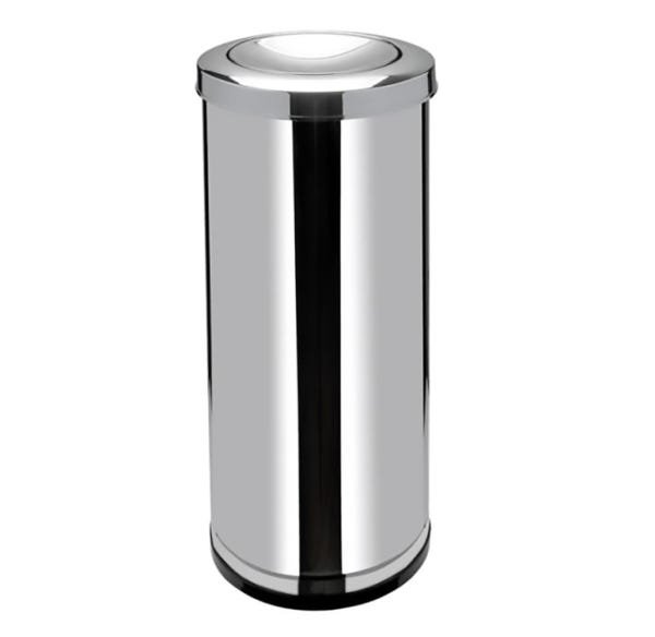 CESTO PARA LIXO COM TAMPA BASCULANTE INOX COM ARO CROMADO 30L VIEL - 1