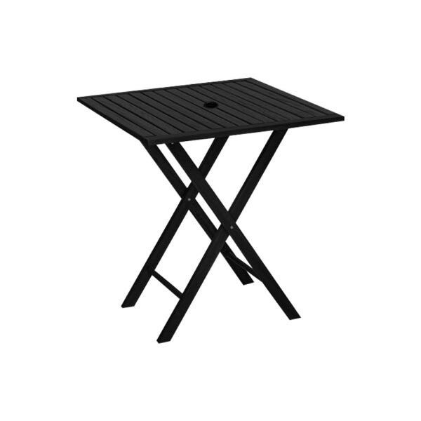 Conjunto de Mesa de Madeira com 4 Cadeiras Dobráveis Preto Com Furo Para Ombrelone UneFlexo - 2
