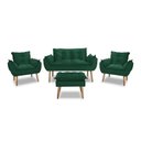 Ver imagem 2 de Kit Namoradeira Sofá Opala + 2 Poltronas Cadeira Opala + 1 puff:verde