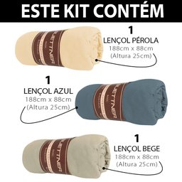 Kit 3 Lençol Solteiro Avulso de Malha 100 Algodão Buettner - 3