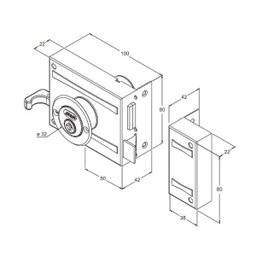 Fechadura De sobrepor 1701/100 Preto fosco Inox Stam 56421 - 3