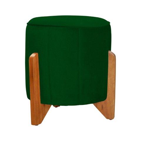 Puff Jade Pés de Madeira Suede: Verde