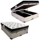 Ver imagem 1 de Cama Box Baú Casal Sintético Bipartido + Colchão Ortobom Iso Dupla Face 138x188x60 Branco