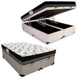 Cama Box Baú Casal Sintético Bipartido + Colchão Ortobom Iso Dupla Face 138x188x60 Branco - 1