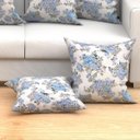 Ver imagem 4 de Capa Almofada Azul Floral Grande 4 Unidades 60cm x 60cm Tecido Jacquard