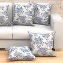 Ver imagem 2 de Capa Almofada Azul Floral Grande 4 Unidades 60cm x 60cm Tecido Jacquard