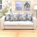 Ver imagem 1 de Capa Almofada Azul Floral Grande 4 Unidades 60cm x 60cm Tecido Jacquard