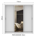 Ver imagem 3 de Guarda-Roupa Casal Madesa Mônaco 3 Portas de Correr com Espelho Branco Cor:Branco
