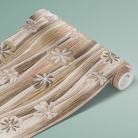 Papel de Parede Floral Madeira Arte Destaque 2 Metros