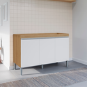 Ver imagem 2 de Balcão Gabinete de Cozinha 3 Portas 120cm Manu sem Tampo:amêndoa Branco