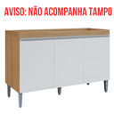 Ver imagem 3 de Balcão Gabinete de Cozinha 3 Portas 120cm Manu sem Tampo:amêndoa Branco