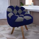 Ver imagem 1 de Poltrona Paloma Escritório Sala Giratória Madeira Suede Azul Marinho e Suede Grafite - Dominic Decor