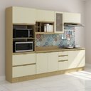 Ver imagem 2 de Armário de Cozinha Moderna 2,70m 8 Peças com Rodapé New York Móvel na Caixa