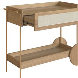 Carrinho Bar 1 Gaveta 110cm C/ Porta Taças Palhinha Pé Metal Oslo Artesano | Hanover/dourado - 4