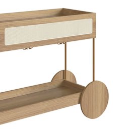 Carrinho Bar 1 Gaveta 110cm C/ Porta Taças Palhinha Pé Metal Oslo Artesano | Hanover/dourado - 5