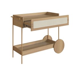 Carrinho Bar 1 Gaveta 110cm C/ Porta Taças Palhinha Pé Metal Oslo Artesano | Hanover/dourado - 6
