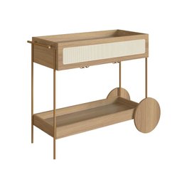 Carrinho Bar 1 Gaveta 110cm C/ Porta Taças Palhinha Pé Metal Oslo Artesano | Hanover/dourado - 7
