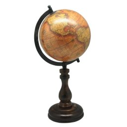 Globo Terrestre Decorativo em Metal Preto e Madeira 37cm Mei0028 Btc - 1