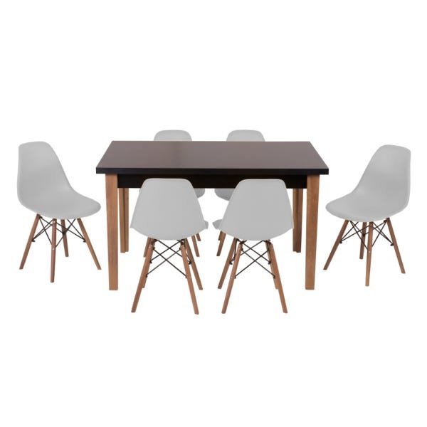 Conjunto Mesa de Jantar Juliette Preta 135cm com 6 Cadeiras Eames ...
