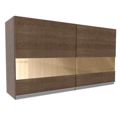 Armário Aéreo Madesa Glamy 120 cm 2 Portas com Vidro Rustic Cor:Rustic