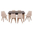 Ver imagem 1 de Conjunto Mesa de Jantar Juliette Preta 135cm com 6 Cadeiras Leda - Nude