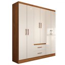 Ver imagem 3 de Guarda-roupa Casal Panamá 6 Portas 2 Gavetas Off White/nogueira - Panorama Móveis