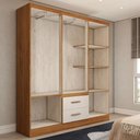 Ver imagem 5 de Guarda-roupa Casal Panamá 6 Portas 2 Gavetas Off White/nogueira - Panorama Móveis