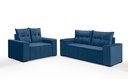 Ver imagem 1 de Conjunto Sofá de Veludo 3 e 2 Lugares Estilo Estofados Las Vegas 2,00x1,50m "azul"