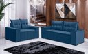 Ver imagem 2 de Conjunto Sofá de Veludo 3 e 2 Lugares Estilo Estofados Las Vegas 2,00x1,50m "azul"