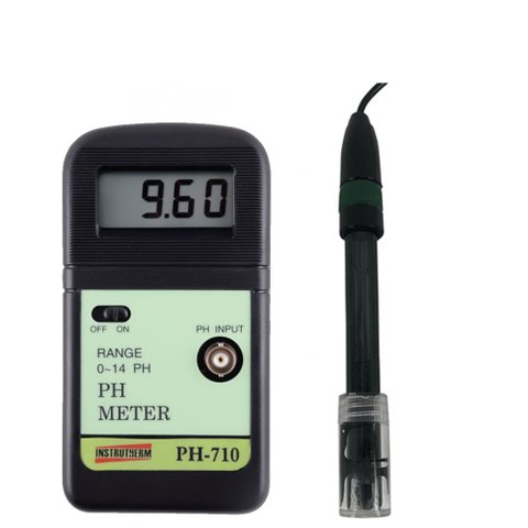 Kit Medidor De Ph Digital Faixa 0,00 A 14,00 Ph-710 Eletrodo de Ph Tipo Combinado Bnc Epc-70