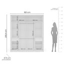 Ver imagem 2 de Guarda Roupa Roupeiro 2 Portas 2 Gavetas com Espelho Valência Branco Creme Politorno Móveis