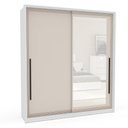 Ver imagem 3 de Guarda Roupa Roupeiro 2 Portas 2 Gavetas com Espelho Valência Branco Creme Politorno Móveis