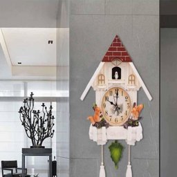 Relógio Cuco Clássico Pêndulo Musical Estilo Madeira Pássaro Branco Luxo Design Retro Decorativo Mus - 2