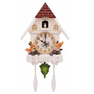 Relógio Cuco Clássico Pêndulo Musical Estilo Madeira Pássaro Branco Luxo Design Retro Decorativo Mus