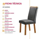 Ver imagem 5 de Conjunto 4 Cadeiras Lira em MDF Estofado em Linho Grafite Naturalle para Sala de Jantar Moderna