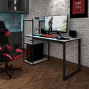 Ver imagem 1 de Mesa Gamer Escrivaninha Home Office Prateleiras