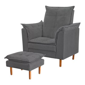 Poltrona Amamentação Compacta com Mini Puff - Cinza