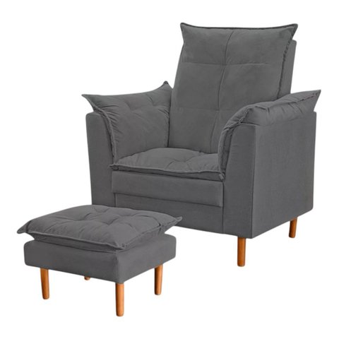 Poltrona Amamentação Compacta com Mini Puff - Cinza