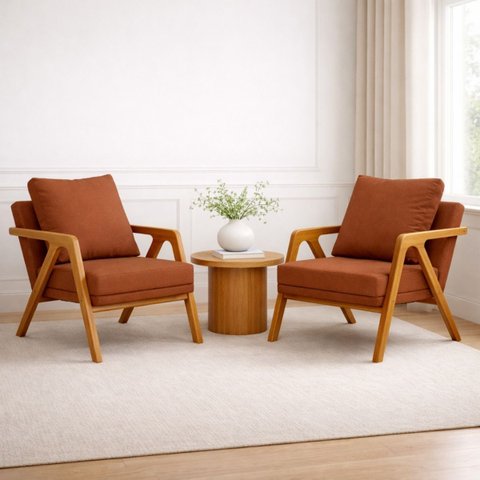 Conjunto 2 Poltronas Decorativa Mona Luxo Sala de Estar e Decoração:terra Cota