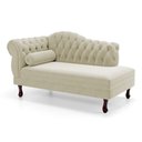 Ver imagem 4 de Divã Recamier Chaise Longue Lavínia 150cm Capitonê Pés de Madeira Suede Bege Claro - Abmaza