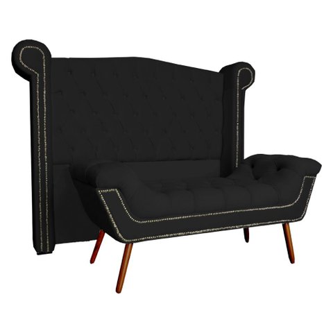 Conjunto Sienna Cabeceira e Recamier Queen 160 cm Corano Preto