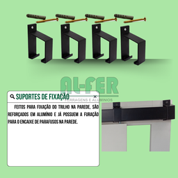 Kit Prático para Porta de Correr 80cm Trilho Preto - 1,60m + 1 Par de Concha - 6