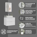 Ver imagem 6 de Conjunto Gabinete Banheiro Rubi 60cm - Gabinete + Cuba + Espelheira - Branco Inteiro