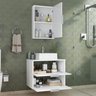 Conjunto Gabinete Banheiro Rubi 60cm - Gabinete + Cuba + Espelheira - Branco Inteiro - 3
