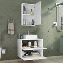 Ver imagem 3 de Conjunto Gabinete Banheiro Rubi 60cm - Gabinete + Cuba + Espelheira - Branco Inteiro