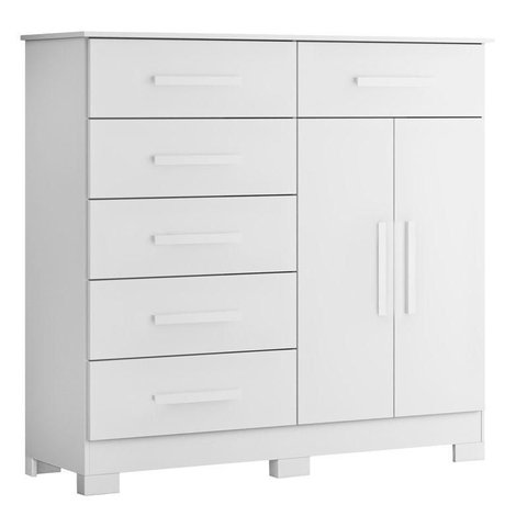 Cômoda Xangai 06 Gavetas 02 Portas Branco - Móveis Albatroz
