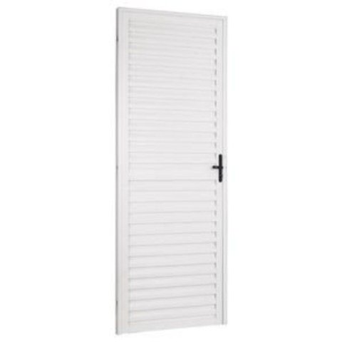 Porta de Giro Alumínio Branco Palheta Veneziana Fechada Maxx - 210x90 - Esquerda